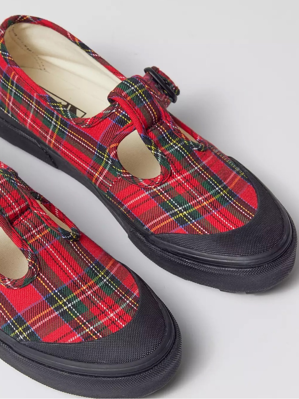 Vans Style 93 Red Plaid Mary Jane Sneakers with Black Sole